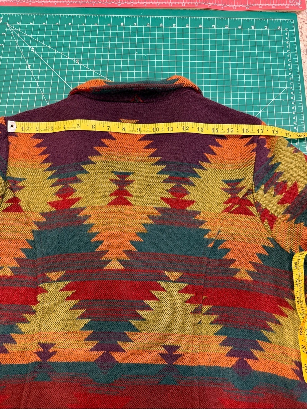 Southwestern Aztec Open Front Jacket Blanket Coat Boho Tribal Shacket - Picture 6 of 12